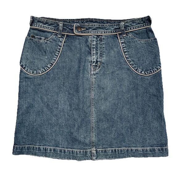 CJ Banks Denim Skirt 16W (35x21.5) Blue Knee Length Stretch Womens - Picture 2 of 7